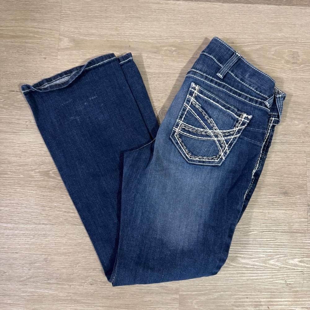 Ariat REAL Mid Rise Boot Entwined Jeans Womens 32S Blue Denim 10017510